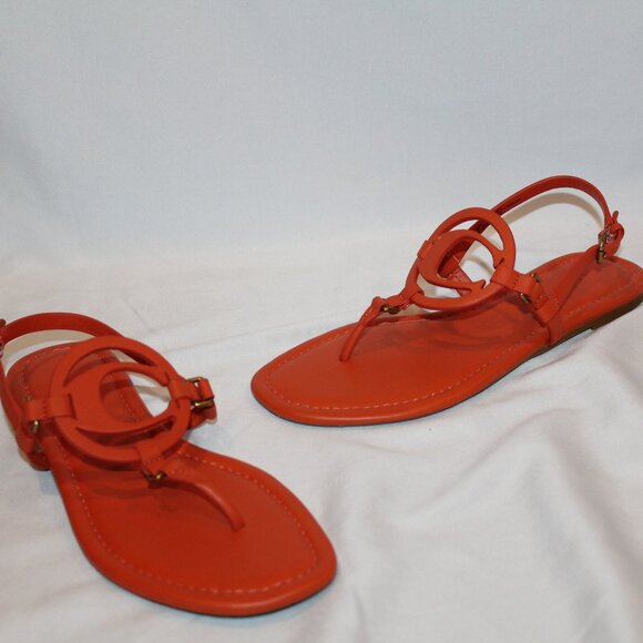 NIB COACH WOMEN'S JERI LEATHER THONG SANDALS GERANIUM SZ 8 - Picture 3 of 5